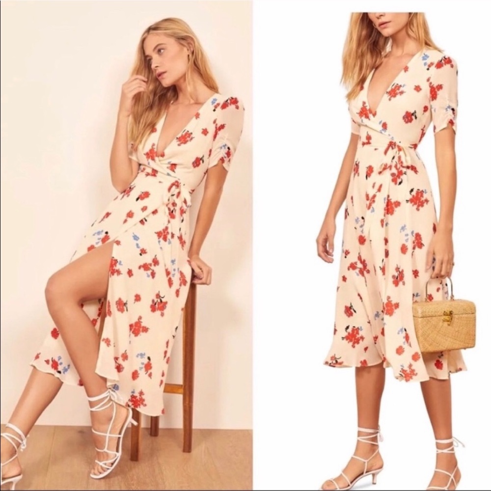 NEW • Reformation • Napa Floral Wrap Midi Dress Lg